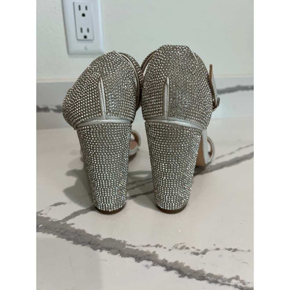 De Bloom Collections Rhinestone Studded Strap Heels Size 8 Worn Once View 3
